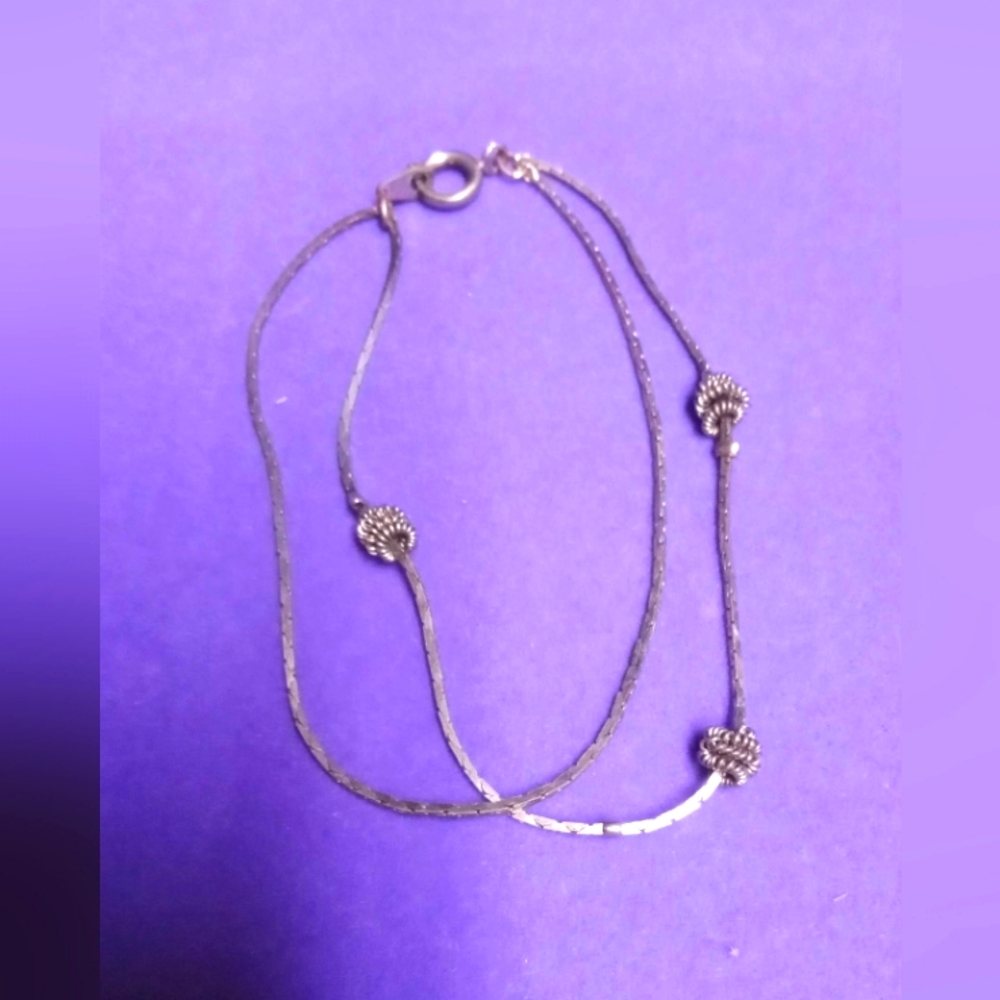 Vintage Gold toned Snake Chain with Bali Beads Bracelet